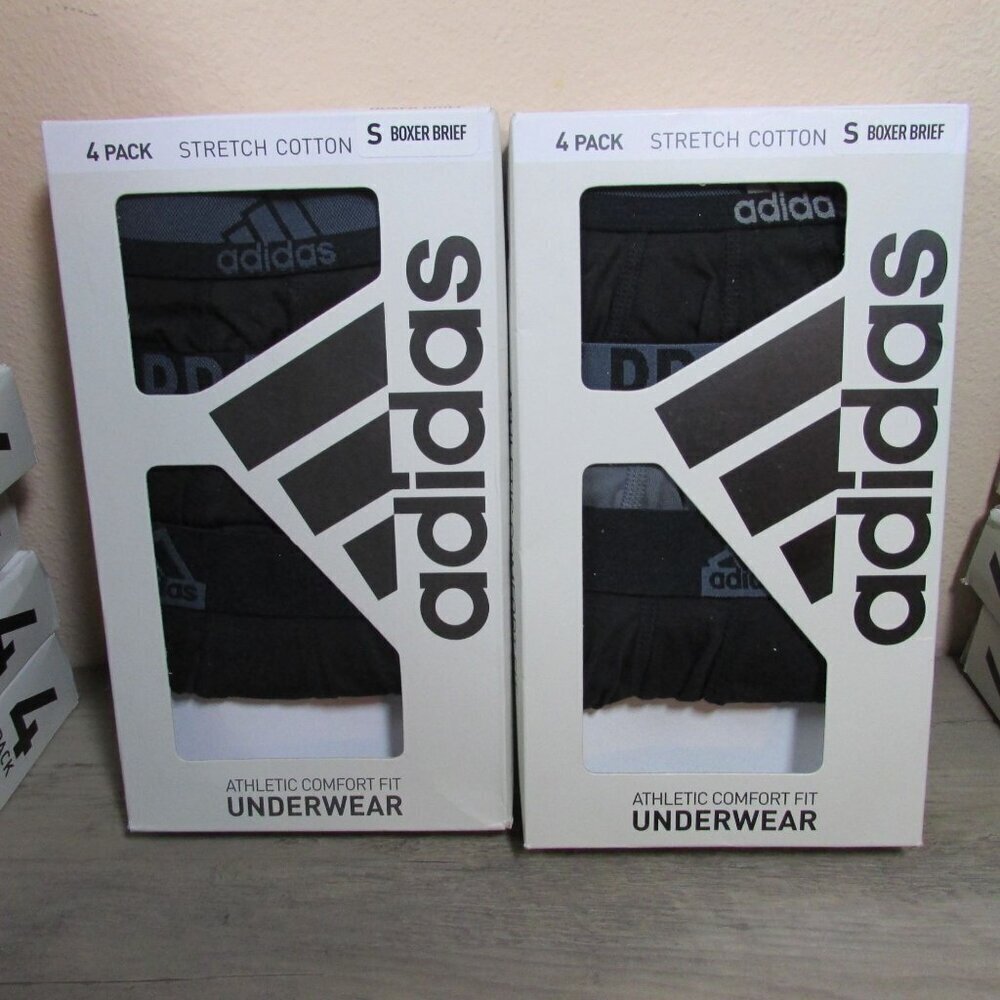 2x Adidas Men's Small Stretch Cotton Boxer Briefs 3 Pack (6 Total Pair)